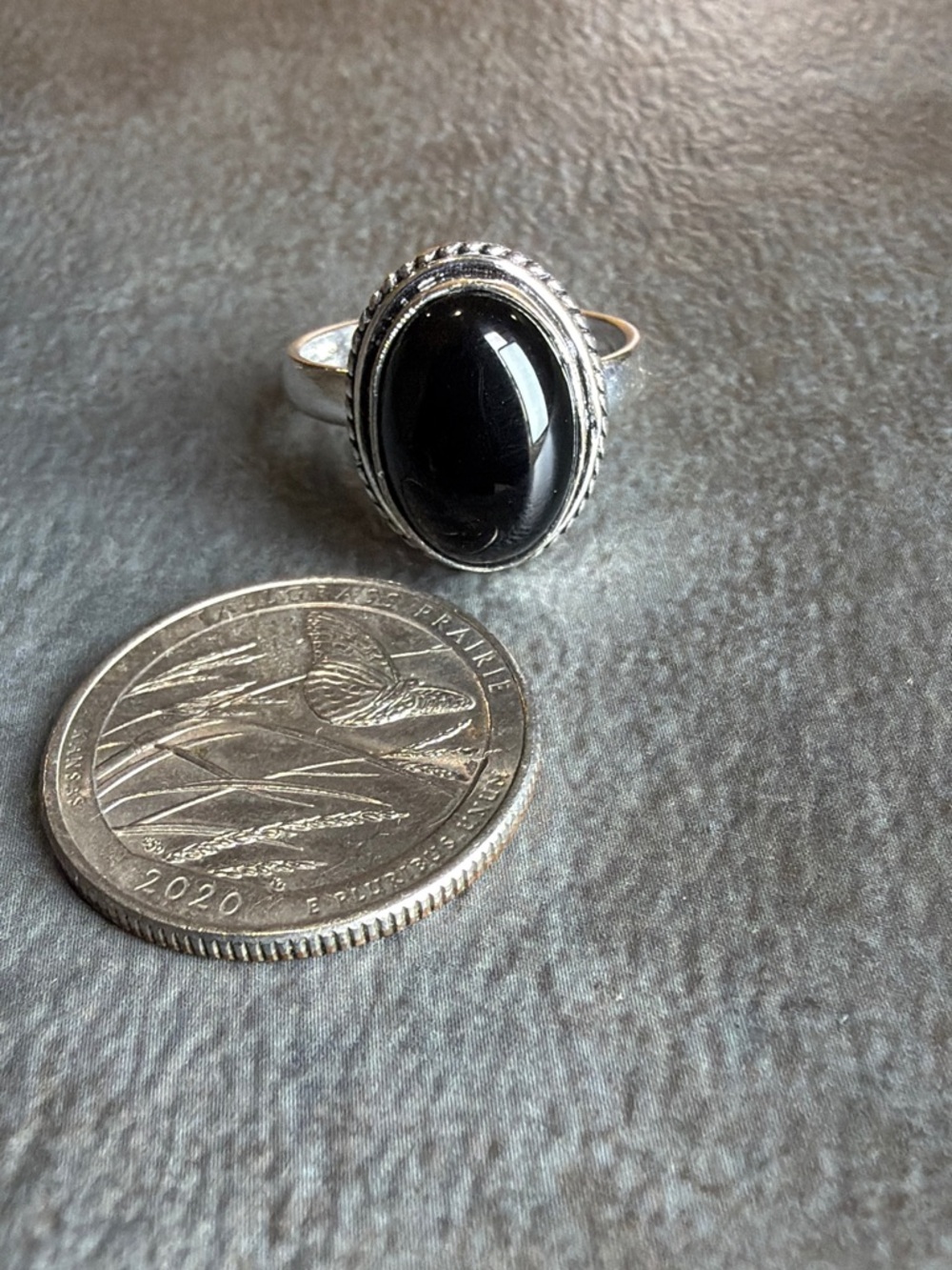 Silver 925 Ring Women Jewelry Size 9 Black Onyx Classic Statement Vintage Style - Picture 2 of 4